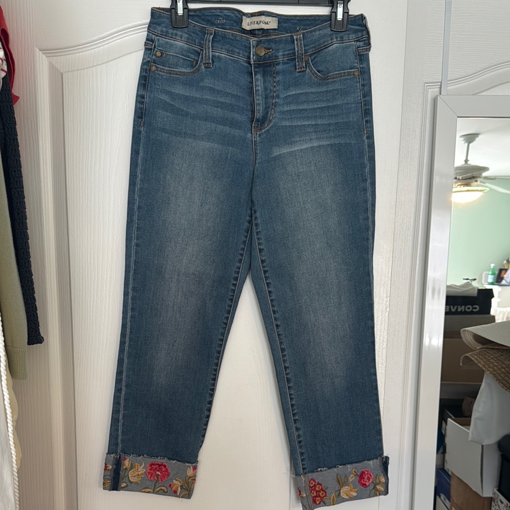 Levi's Women's Blue Jeans with Floral Cuffs